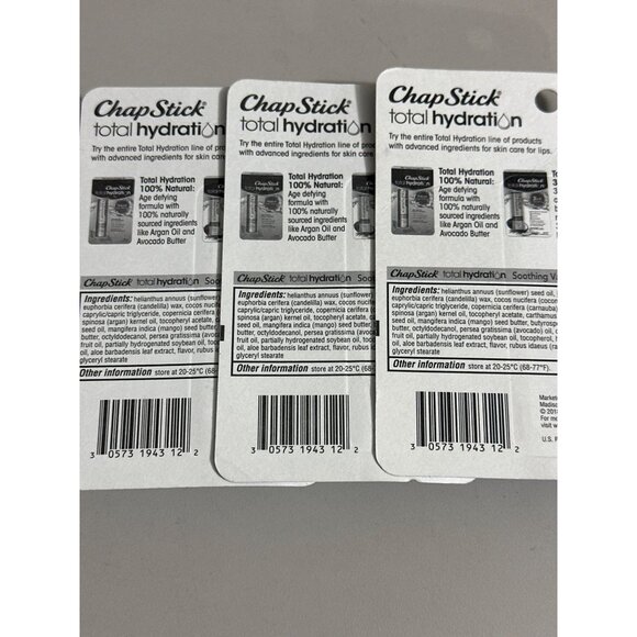 ChapStick Total Hydration Soothing Vanilla Lip Balm 0.12 Oz x3 - Picture 2 of 3